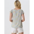 thumbnail image 4 of Blusa En Capas Manga Corta De Volantes De Gasa Con Cuello Cuadrado Para Mujer Flores Moradas XS, 4 of 6