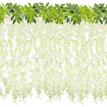 Artificial White Wisteria Flowers Garland 30 Branches Wisteria Hanging Flowers for Wedding Arch Party Garden Home Decor 6FT 3Pack