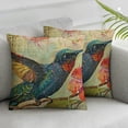 thumbnail image 3 of nygtbtfer Blue Orange Hummingbird Bird Teal Aqua Red Flowers Throw Pillow Covers Cushion Case Polyester Home Decorative  Square for Couch Living Room Bedroom Car 22x22in, 3 of 7