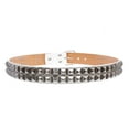 thumbnail image 4 of 1 1/2" Snap On Two Row Punk Rock Star Silver Studded Solid Leather Belt, 4 of 6