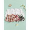thumbnail image 3 of Michellecmm  Toddler Girl 2 Piece Outfit Long Sleeve Shirt and Plaid Pleated Skirt, 3 of 9
