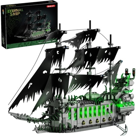 BrixVibe Pirate Ship Model Building Set Compatible with Lego Ghost The Flying Dutchman for Adults
