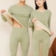 thumbnail image 3 of Gibobby Conjunto Ropa interior térmica de otoño e invierno para parejas con suéter de algodón con Base de lana para hombres y mujeres, traje largo de lana de seda para hombres（Verde， XXXXL), 3 of 5
