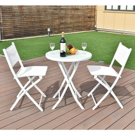 Premium Steel Patio Bistro Set Folding Outdoor Patio Furniture Sets 3 Piece Patio Set of Folding Patio Table and Chairs Macaron Blue Walmart