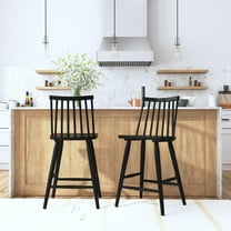 East at Main Anders Set of 2 Black Solid Wood Modern Spindle Back Counter Stools