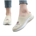 thumbnail image 7 of Floleo Women's Backless Slip On Floral Embroidery Knit Mule Sneakers, Breathable Mesh Wedge Sole Casual Daily Walking Footwear(Beige,5.5), 7 of 7