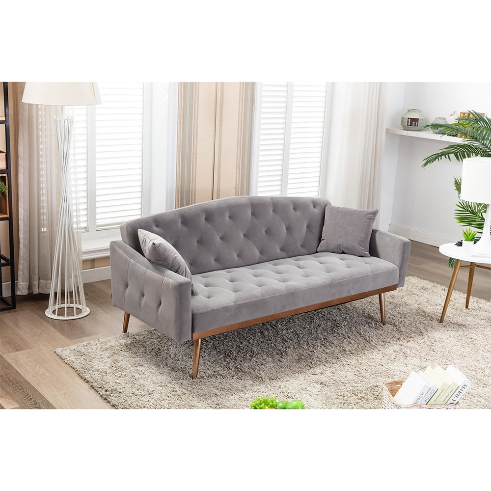 Buy Daybed Sofa Reversible Loveseat Convertible Adjustable Backrest with 2 Pillows, Velvet