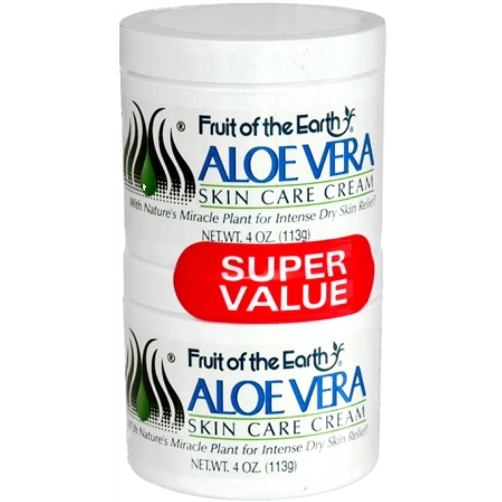 Fruit Of The Earth Bogo Cream Aloe Vera 4 Ounce Jar 118ml 2 Pack