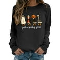 thumbnail image 3 of Spooky Goose Ghost Halloween Sweatshirts for Women 2025 Crewneck Funny Ghost Graphic Sweatshirt Pullover Tops, 3 of 6