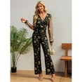 thumbnail image 7 of Elegant Metallic Long Sleeve V-Neck Bodycon Jumpsuit with Lace & Sequin Details – Formal Evening Party Pantsuit, 7 of 7