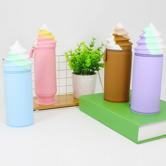 Under $1 Pencil Case Large Capacity Pencil Pouch Silicone Ice Cream Pencil Box Pen Bag Stationery Organizer for College Office Desk Supplies by PALIFEUR