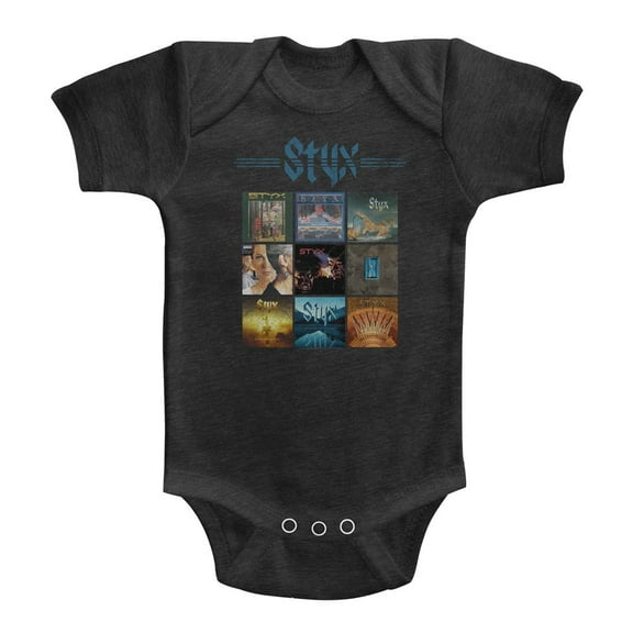 Styx Album Grid Vintage Smoke Infant Heather Baby Romper
