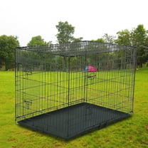 Zimtown 42" Heavy Duty Foldable Double Door Dog Crate with Divider and Removable ABS Plastic Tray