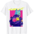 thumbnail image 1 of Cyberpunk Pun Cat Cybercat - Camiseta con diseño de personaje japonés, Blanco, 1 of 2