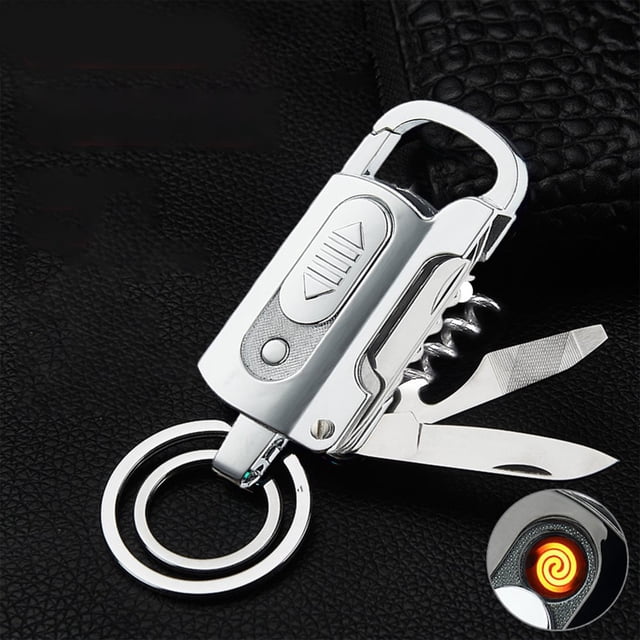 HLONK Electronic Rechargeable Lighter, Electric Lighter, Transparent Double Lighter LED Power Display Type-C Rechargeable Lighter Outdoor Windproof Blue