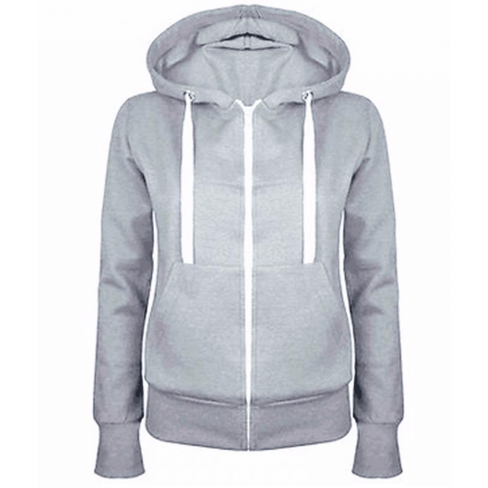 Dezsed Womens Active Long Sleeve Zip Up Hoodies Clearance Fashion Women Casual Hooded Slim Zipper Fleece Sweater Coat Gray