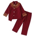thumbnail image 2 of HAYIMI Boys Outfit Sets Cartoon Outfit African Bohemian Button Down Long Sleeve Neck Shirt And Pants Two Piece Children Casual Wear Dashiki Ankara Outfit Set Clothing Sets , Red, 2 of 7