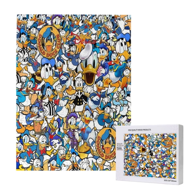 Rompecabezas de madera de 300/500/1000 piezas para niños, niñas y adolescentes con diseño del Pato Donald