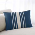 thumbnail image 2 of Waterproof Outdoor Throw Pillows with Inserts 12"x20" Set of 2, Navy Blue Beige Striped Soft Decorative Pillowcases for Couch Bedroom, Modern Farmhouse Retro Lines Pillow Covers for Sofa Living Room, 2 of 8