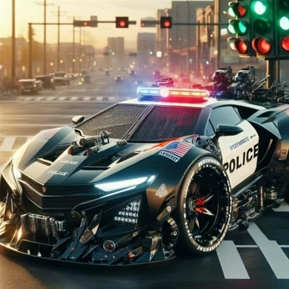 5D DIY Artificial Full Diamond Painting Set - Adult Beginner, Police Car Diamond Art, Sparkling Rhinestone, for Home Wall Decor & Gift - Perfect for Art Lovers & Adults