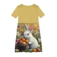 thumbnail image 5 of hengsof Girls Spring Dress, Short Sleeve Spring Easter Round Neck Special Event Dress Sweet and Cute Dress for Kids Ages 4 to 14 Years, 5 of 5