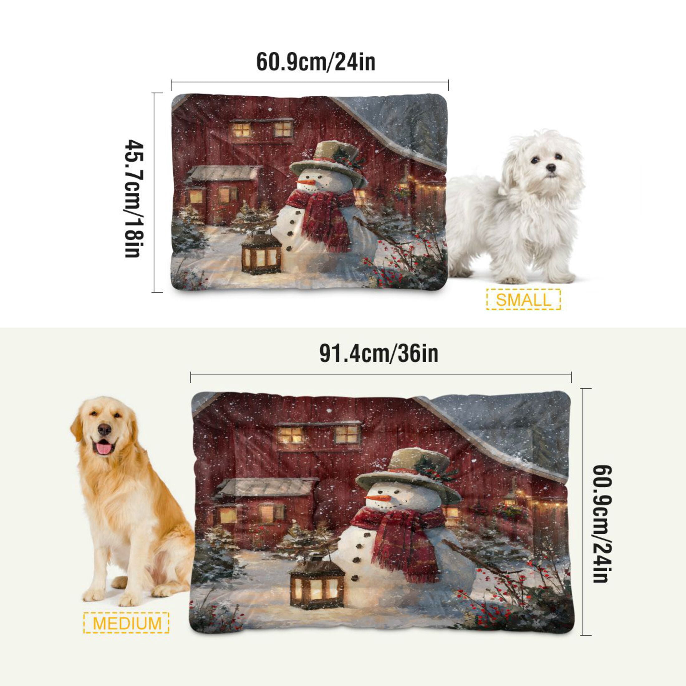 Qxltty Adorable Snowman Ped Pad Wear-resistant and Hard to Bite Through Sleeping Pad for Small Medium Large Dogs Winter Pet Bed 36×24in
