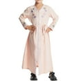 thumbnail image 7 of Muslim Girls Abaya Maxi Dresses Full Zipper Long Sleeve Loose Ramadan Dress Embroidered Cotton Prayer Islamic Modest Kaftan Robe, Pink, 9 Years, 7 of 7