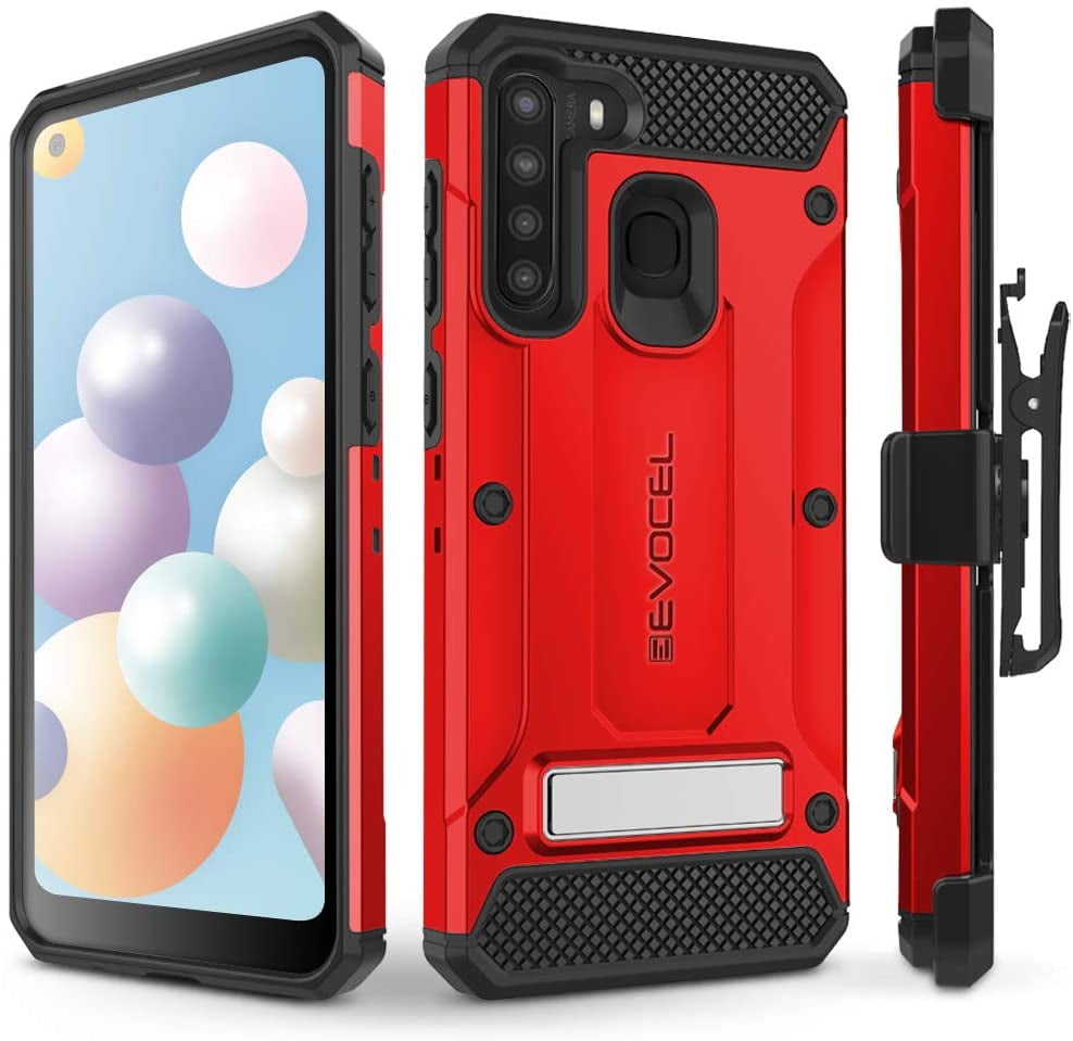 Evocel Galaxy A21 Explorer Series Pro With Glass Screen Protector And Belt Clip Holster For The