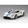 Ford GT Frozen White w/ Lightning Blue Stripel in 1:18 Scale by Topspeed
