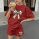 thumbnail image 4 of Vestido de manga corta para niños Día de San Patricio impreso de dos piezas Conjunto de cuello redondo con pantalones cortos, blusa de manga corta, 4 of 6