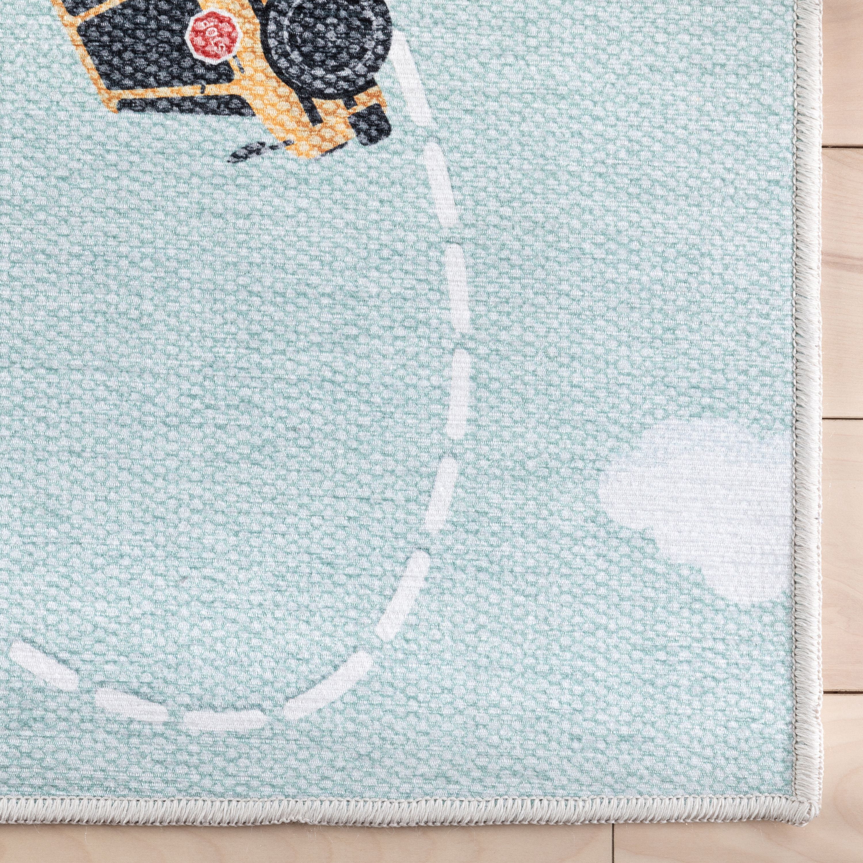 Well Woven Kids Rugs Traffic Modern Green Printed Distressed Machine Washable 5' x 7' Area Rug