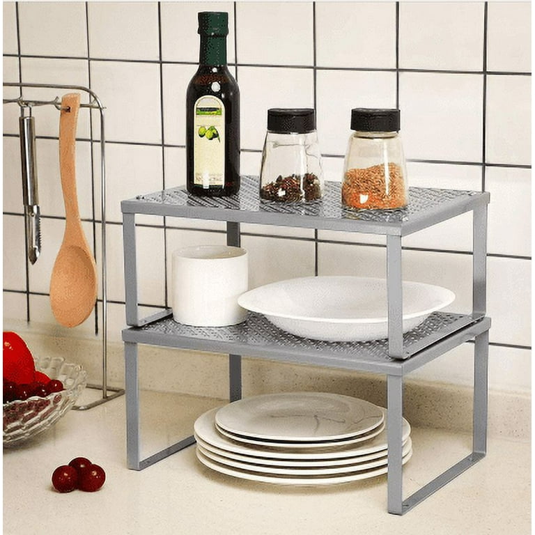 2 Pack Kitchen Storage Racks and Shelves for Cabinet Counter，Metal 