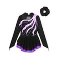thumbnail image 4 of TiaoBug Kids Girls Figure Skating Dance Dress Rhinestone Gymnastics Leotard Dresses with Hair Band Purple 14, 4 of 6