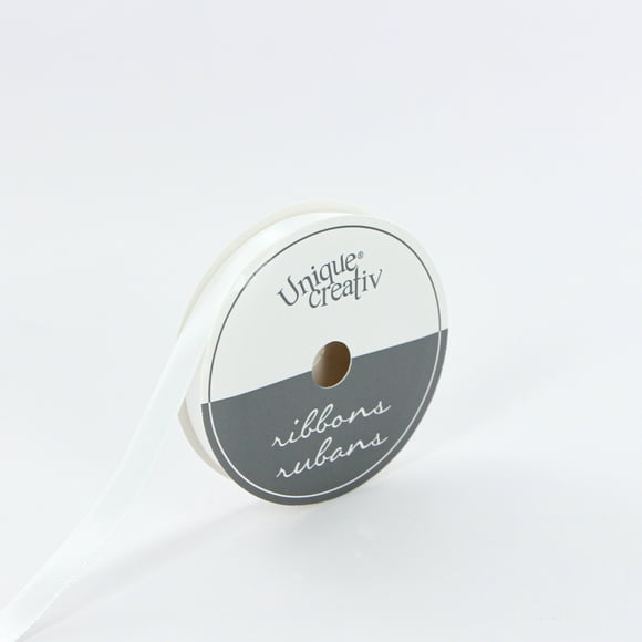 UNIQUE CREATIV, Ribbon, Single Face Satin, White, 100% polyester, 9mm x 5.5m ( ⅜" x 6 yds)