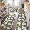 thumbnail image 2 of Darkgray Daisy Flower Green Leaves Pattern Kitchen Rugs Sets Of 3,Kitchen Runner Rugs Non Skid Washable,Decorative Kitchen Floor Mats for Kitchen,Sink,Laundry,17"x30"+ 17"x47" + 17"x59", 2 of 6
