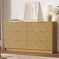 thumbnail image 7 of FURNIWAY Natural 6 Drawer Dresser for Bedroom, 55 Inch Wide Modern Chest of Drawers with Fluted Wood Front and Gold Metal Handles for Living Room Hallway, 7 of 7