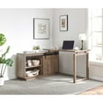 thumbnail image 2 of CoSoTower Desk L-Shaped Workstation Home Office Attached Storage Credenza Sliding Barn Door Finished on The Back Reversible Hazelnut, 2 of 8