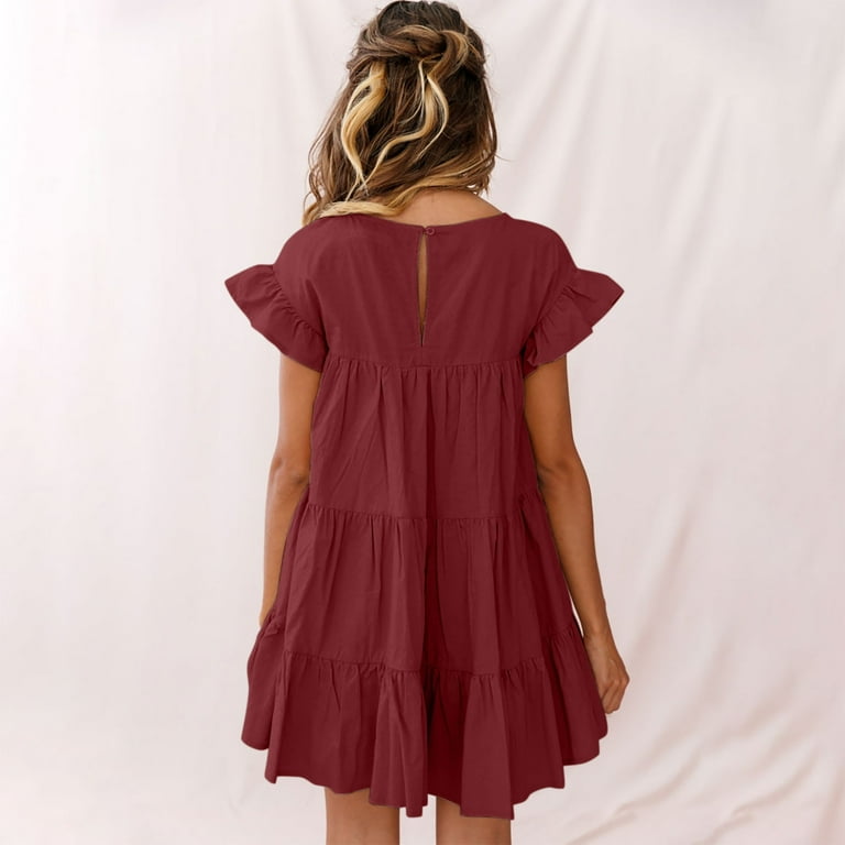 Summer cotton short sleeve dresses sales