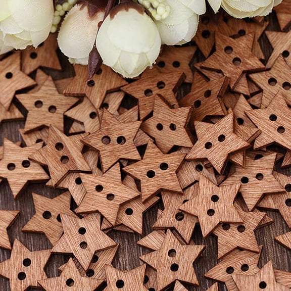 Zhaomeidaxi 200Pcs 2 Holes DIY Star Shape Mixed Pattern Vintage Wooden Buttons with 2 Holes DIY Sewing Craft Decorative for Clothes Hats Shoes Craft Sewing Buttons
