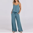 thumbnail image 4 of Jxximdong Pajamas for Women SetSummer 2 Piece Sets Casual Sleeveless Top Long Pants Suits Sky Blue Loungewear XL, 4 of 9