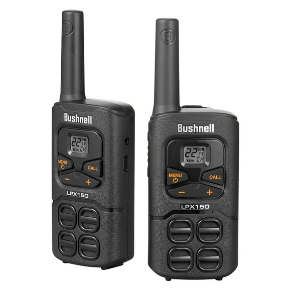 Bushnell Adventure 32KM 2 Way Radios - FRS 0.5 Watt Long Range Rechargeable Walkie Talkies 2 Pack | LPX150