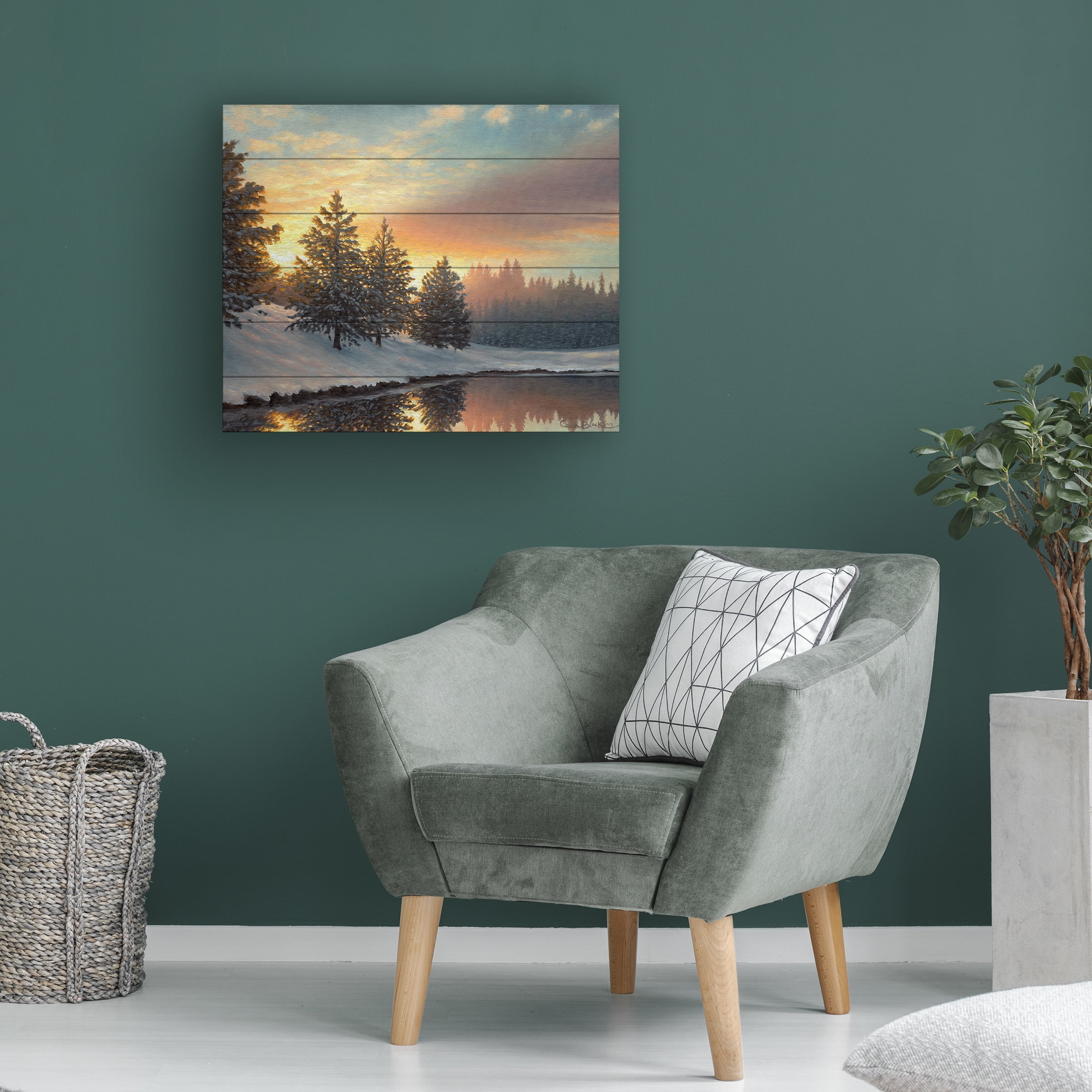 Chuck Black 'One Quiet Morning' Wood Slat Art 18x22