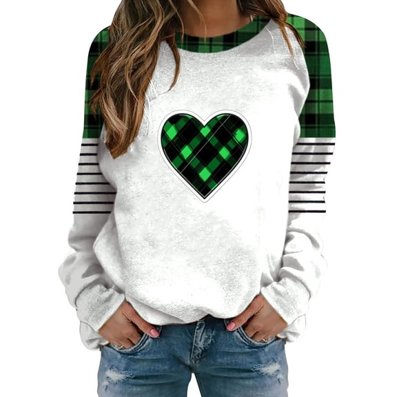 Plcasen Women’s Crew Neck Long Sleeve Shirt Casual Pullover St Patricks Day Loose Comfy Sweatshirts