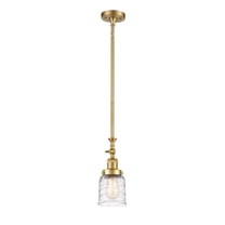 206-SG-G513-Innovations Lighting-Bell - 1 Light Stem Hung Tiltable Mini Pendant In Industrial Style-14 Inches Tall and 5 Inches Wide-Satin Gold