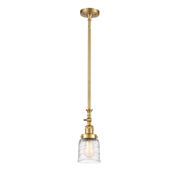 206-SG-G513-Innovations Lighting-Bell - 1 Light Stem Hung Tiltable Mini Pendant In Industrial Style-14 Inches Tall and 5 Inches Wide-Satin Gold