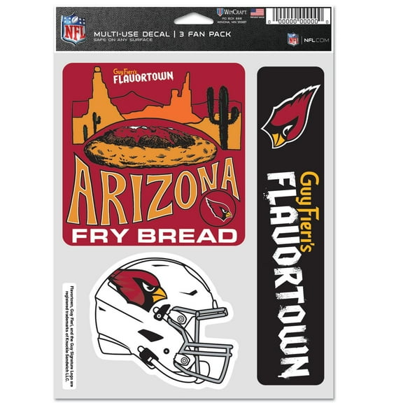 WinCraft Arizona Cardinals NFL x Guy Fieri-s Flavortown 5.5'' x 7.75'' Three-Pack Fan Decal Set