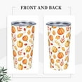 thumbnail image 2 of Fall Pumpkin Tumbler with Lid and Straw Orange 20oz Insulated Stainless Steel Cup Autumn Leaves Travel Coffee Mug Water Bottle for Women Gift for Birthday Christmas Thanksgiving, 2 of 8