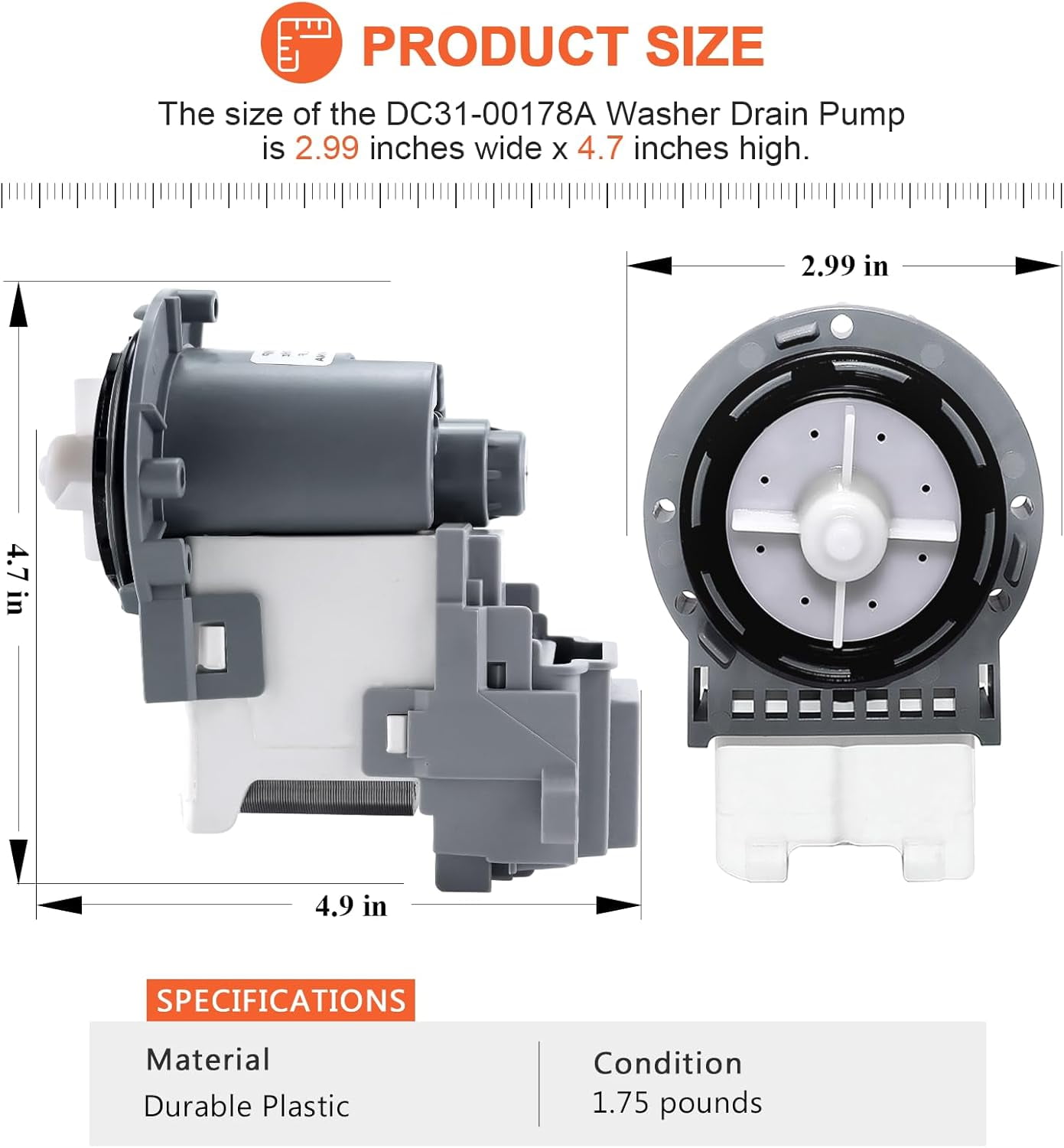 DC31-00178A DC31-00187A PX3516-01 Washer Drain Pump for SAMSUNG Washing Machine-Replaces DC31-00178D B35-3a