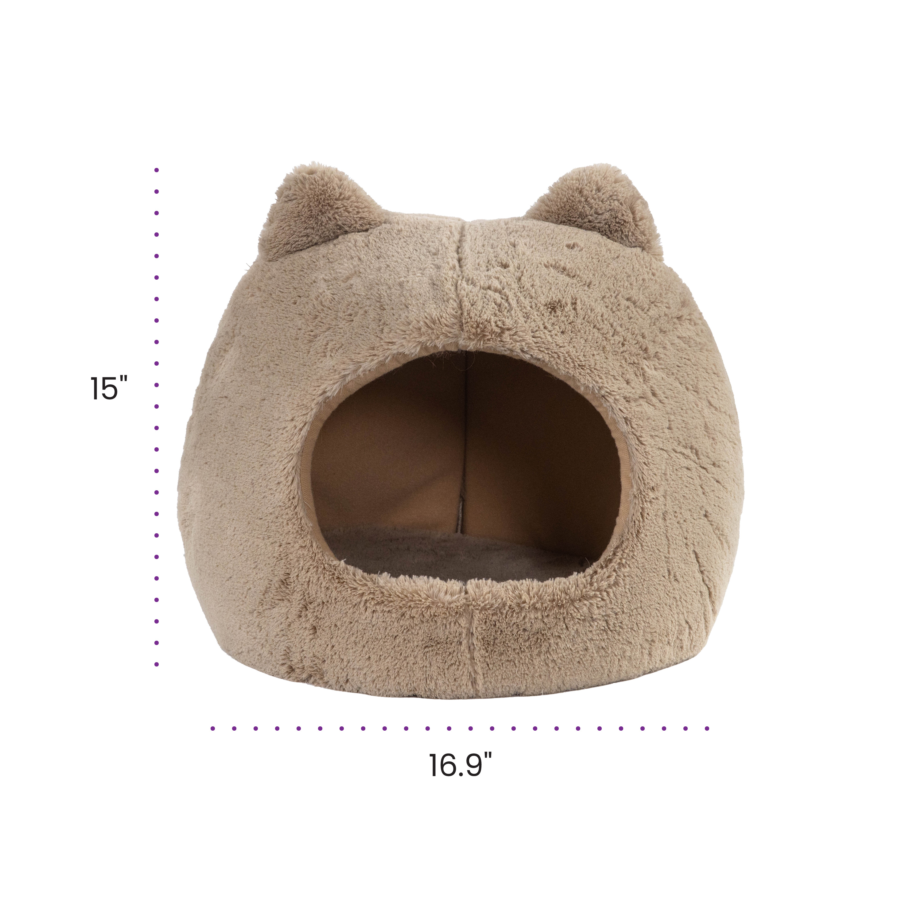 Catstages Meow Hut Covered Cat Bed, Small, Tan photo 6