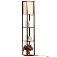 thumbnail image 1 of Brightech Maxwell Standing Tower Floor Lamp w/ Shelves & LED Bulb, Havana Brown, 1 of 10